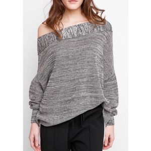 Free People Heather Flashdance 80s Oversized One Shoulder Pullover Sweater
